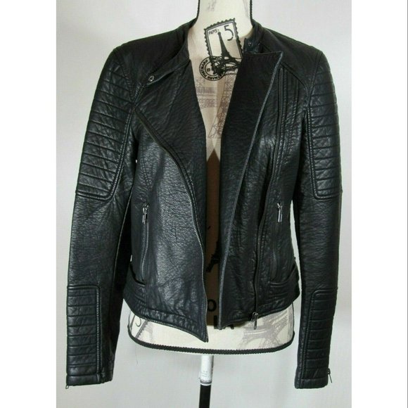 Cupcakes and Cashmere Motorcycle Jacket, Black, Faux leather, Womens Size Small - Picture 3 of 9